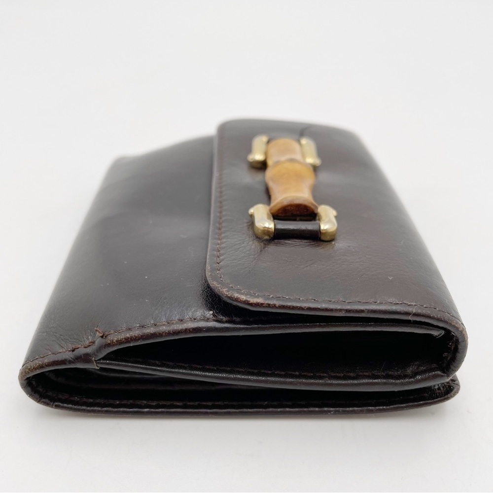 Vintage Gucci Bamboo Leather Brown Bifold Wallet - Picture 4 of 11